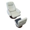 Benchmaster Taupe Faux Leather Recliner Chair with Ottoman - Image 2