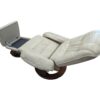 Benchmaster Taupe Faux Leather Recliner Chair with Ottoman - Image 3