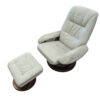 Benchmaster Taupe Faux Leather Recliner Chair with Ottoman - Image 4