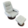 Benchmaster Taupe Faux Leather Recliner Chair with Ottoman
