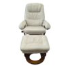 Benchmaster Taupe Faux Leather Recliner Chair with Ottoman - Image 6