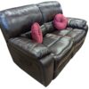 Brown Leather Reclining Loveseat - Image 3
