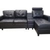 Black Leather Sectional with Storage