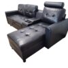 Black Leather Sectional with Storage - Image 4