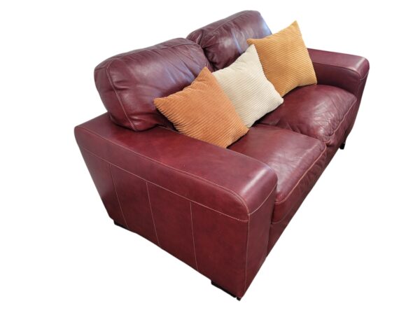 Red Leather Loveseat - Image 3