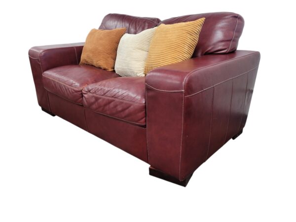Red Leather Loveseat - Image 4