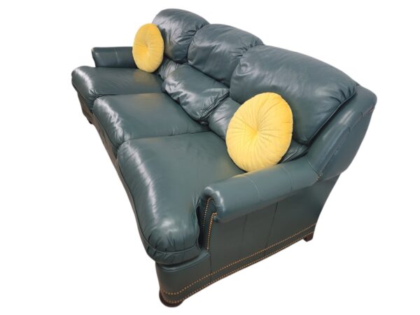 Green Leather Sofa - Image 4