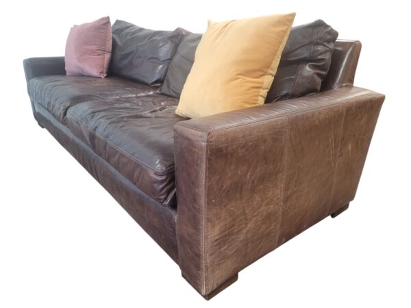 Restoration Hardware Leather Couch - Image 4