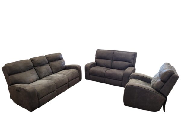 Flexsteel Power Recliner Set – Gray Couch, Loveseat, and Chair