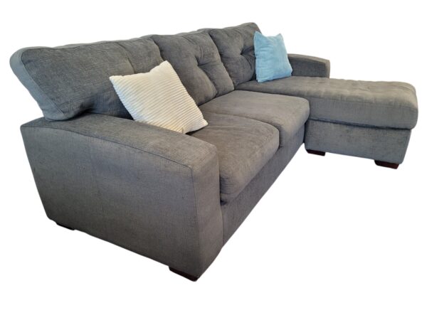 Charcoal Grey Reversible Chaise Sectional Couch - Image 3
