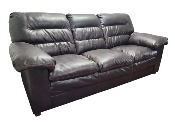 Dark Brown Leather Couch - Image 3