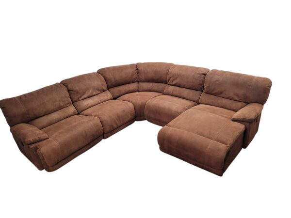 Brown Reclining Sectional with Chaise - Image 3