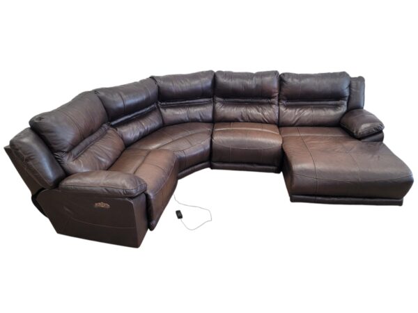 Power Reclining Brown Leather Sectional