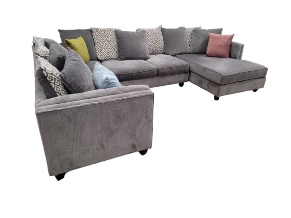 Grey Studded U-Shaped Sectional - Image 3