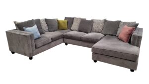 Grey Studded U-Shaped Sectional