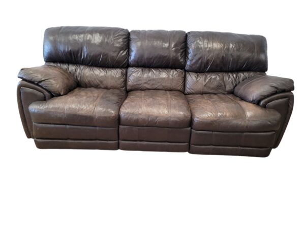 Brown Leather Couch with Recliners