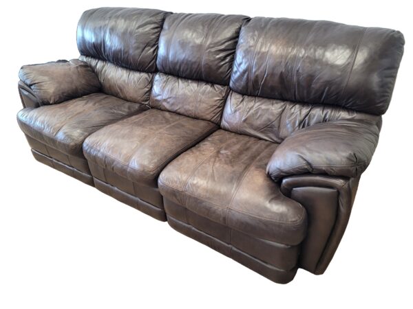 Brown Leather Couch with Recliners - Image 4