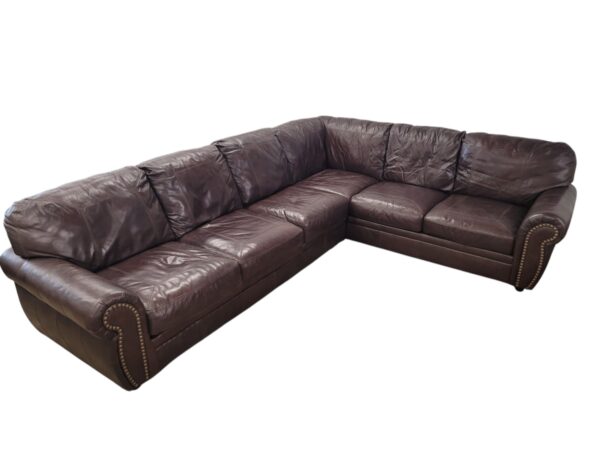 Brown Leather Sectional - Image 3