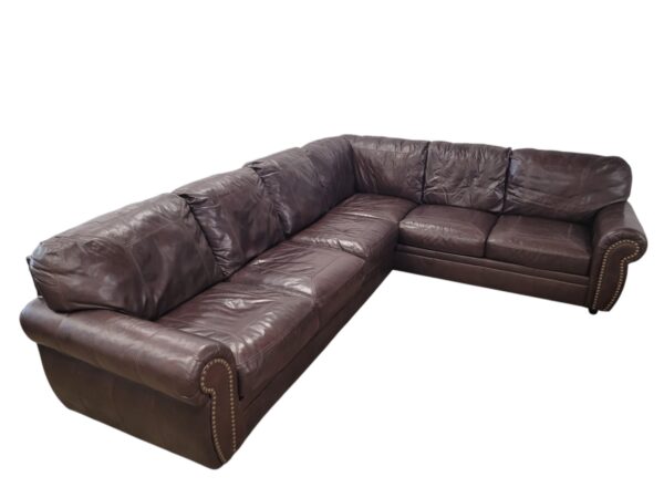 Brown Leather Sectional - Image 4
