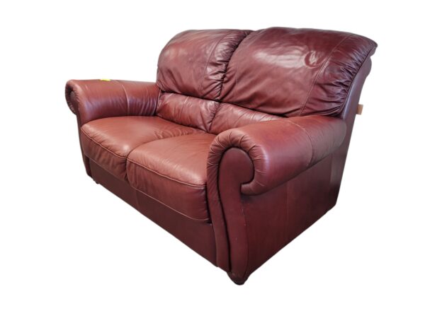 Brown Leather Loveseat - Image 4