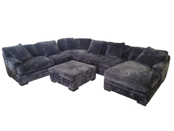 Black U-Shaped Sectional with Ottoman - Image 4