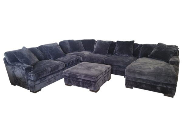 Black U-Shaped Sectional with Ottoman