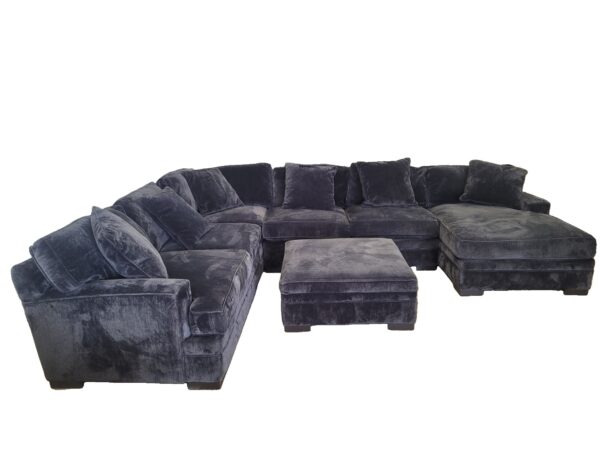 Black U-Shaped Sectional with Ottoman - Image 3