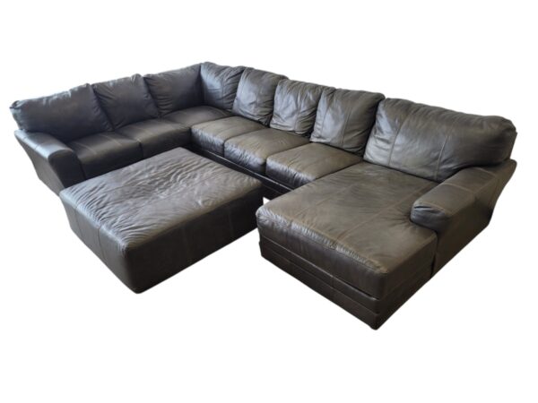 Dark Gray U-Shaped Sectional with Ottoman