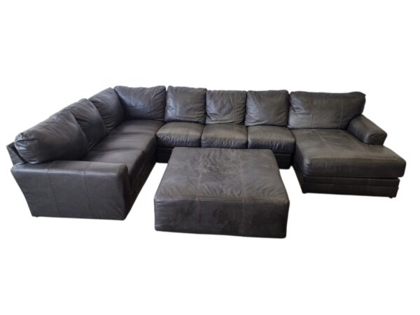 Dark Gray U-Shaped Sectional with Ottoman - Image 2