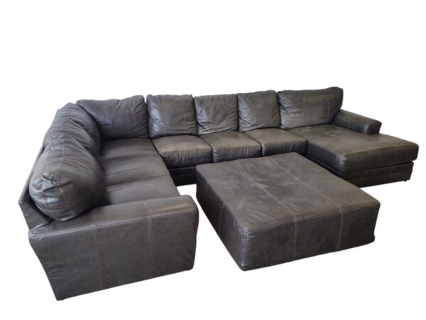 Dark Gray U-Shaped Sectional with Ottoman - Image 3