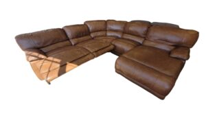 Brown Leather Power Reclining Sectional
