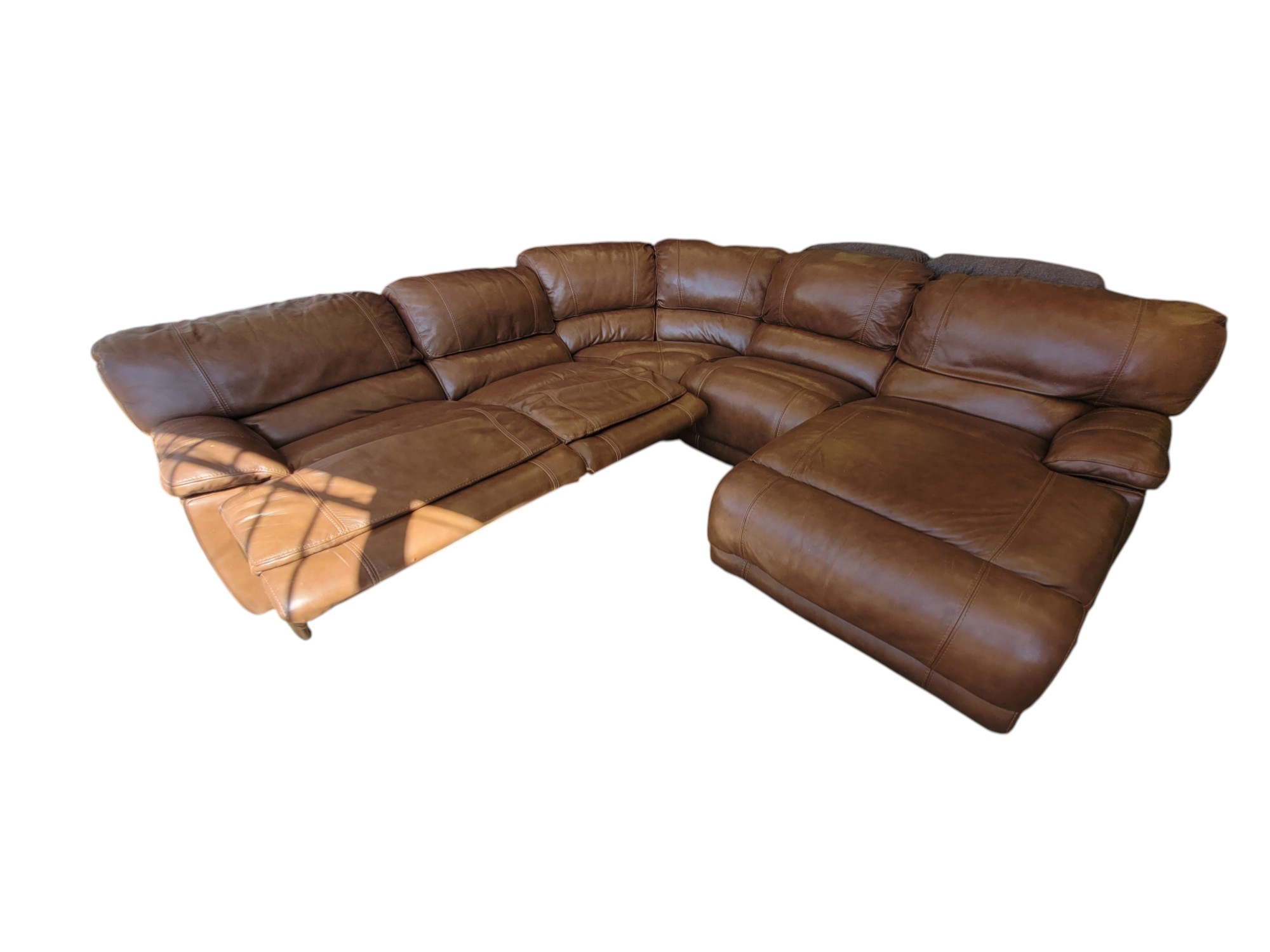 Brown Leather Power Reclining Sectional