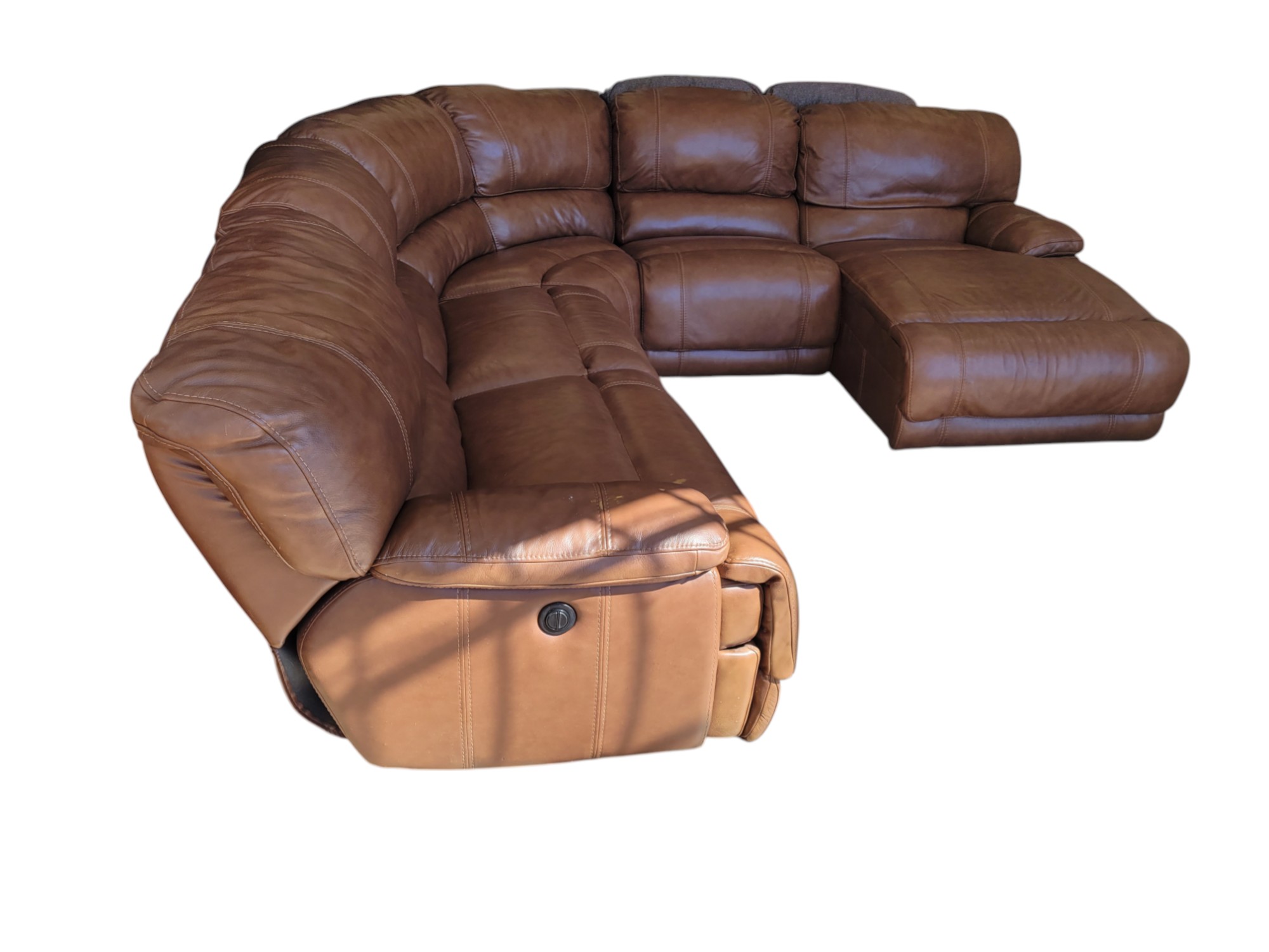 Brown Leather Power Reclining Sectional - Image 3