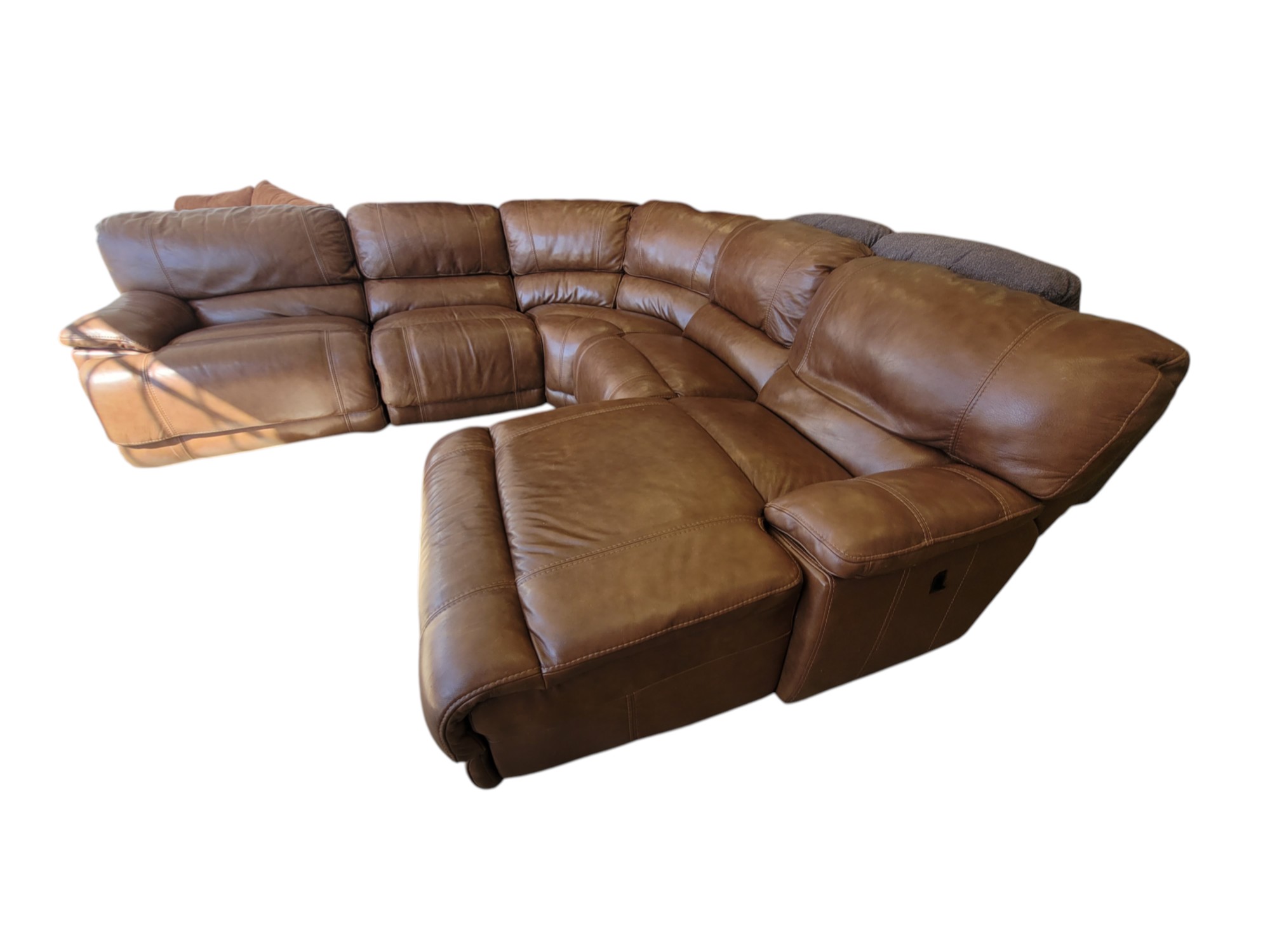 Brown Leather Power Reclining Sectional - Image 4