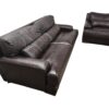 Brown Leather Couch & Loveseat Set - Image 3