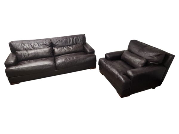 Brown Leather Couch & Loveseat Set