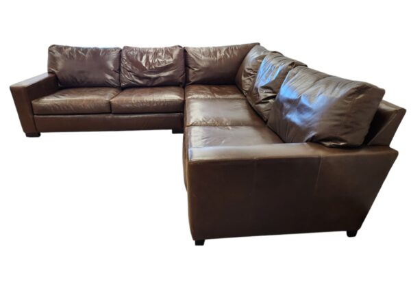 Brown Leather Pottery Barn Sectional - Image 4