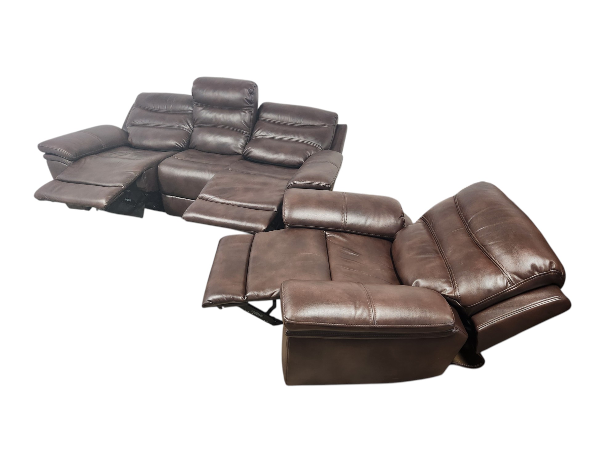 Brown Leather Power Recliner Couch & Loveseat Set - Image 4