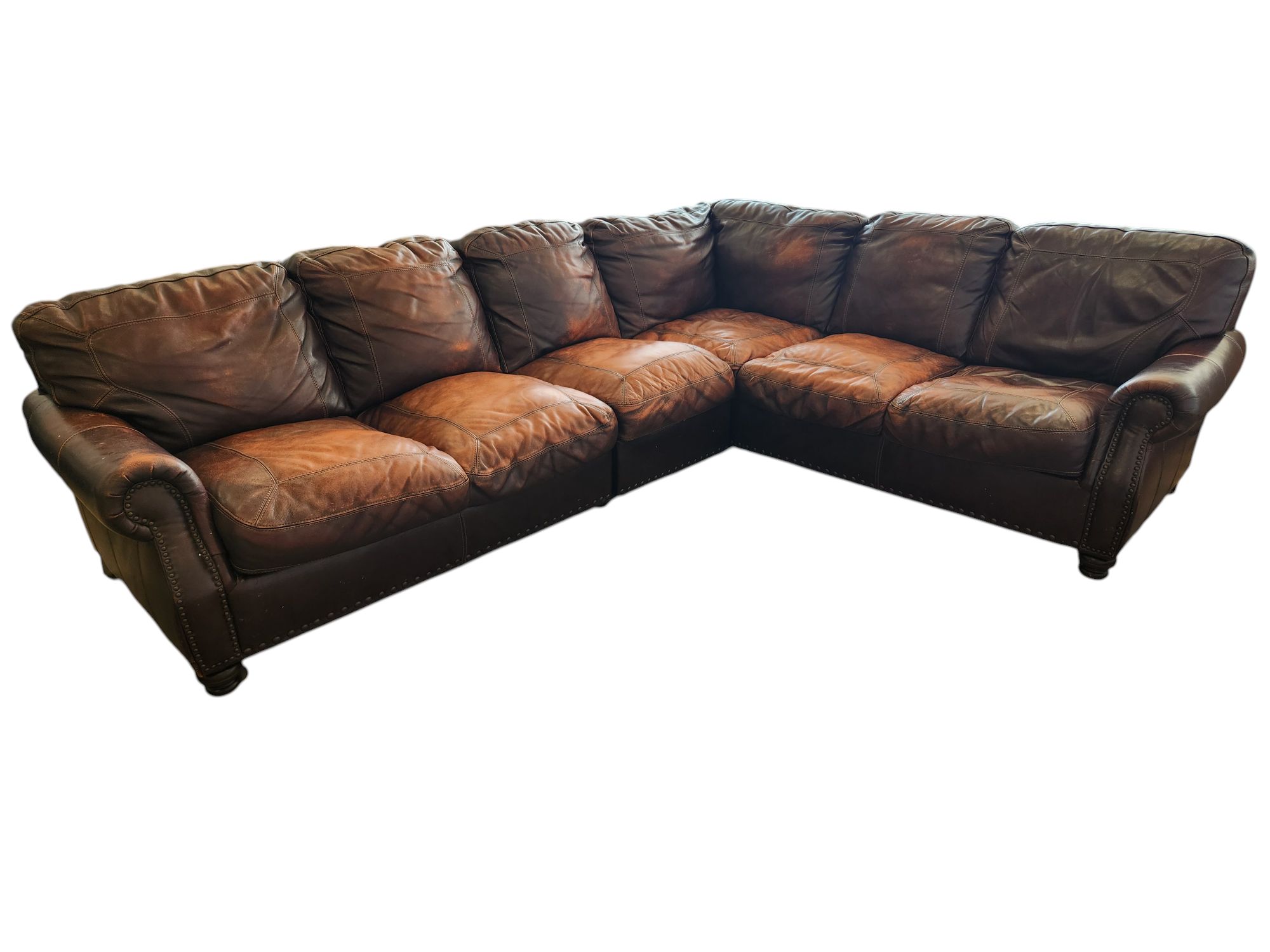 Rustic Brown Leather Sectional