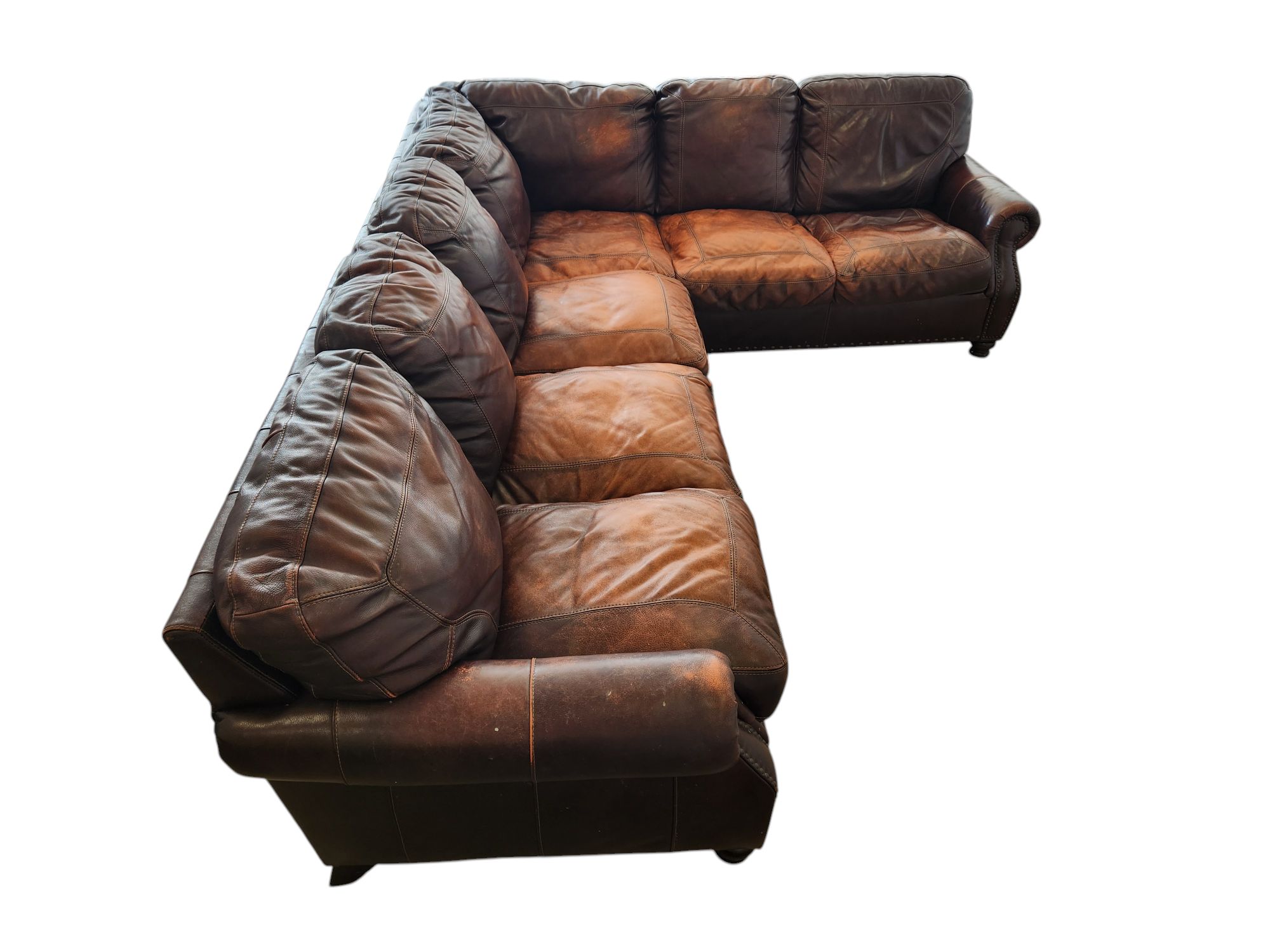 Rustic Brown Leather Sectional - Image 3