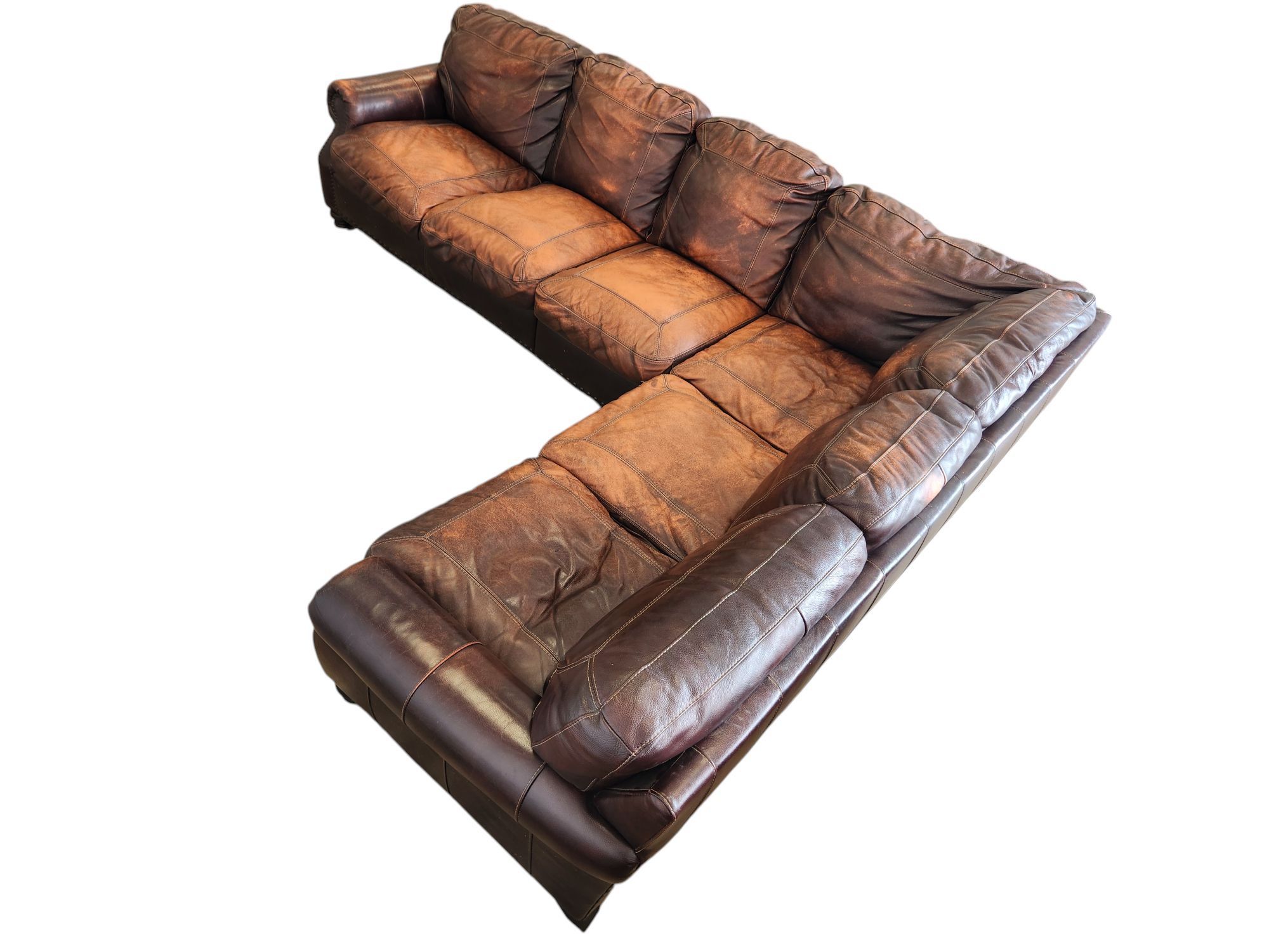 Rustic Brown Leather Sectional - Image 4