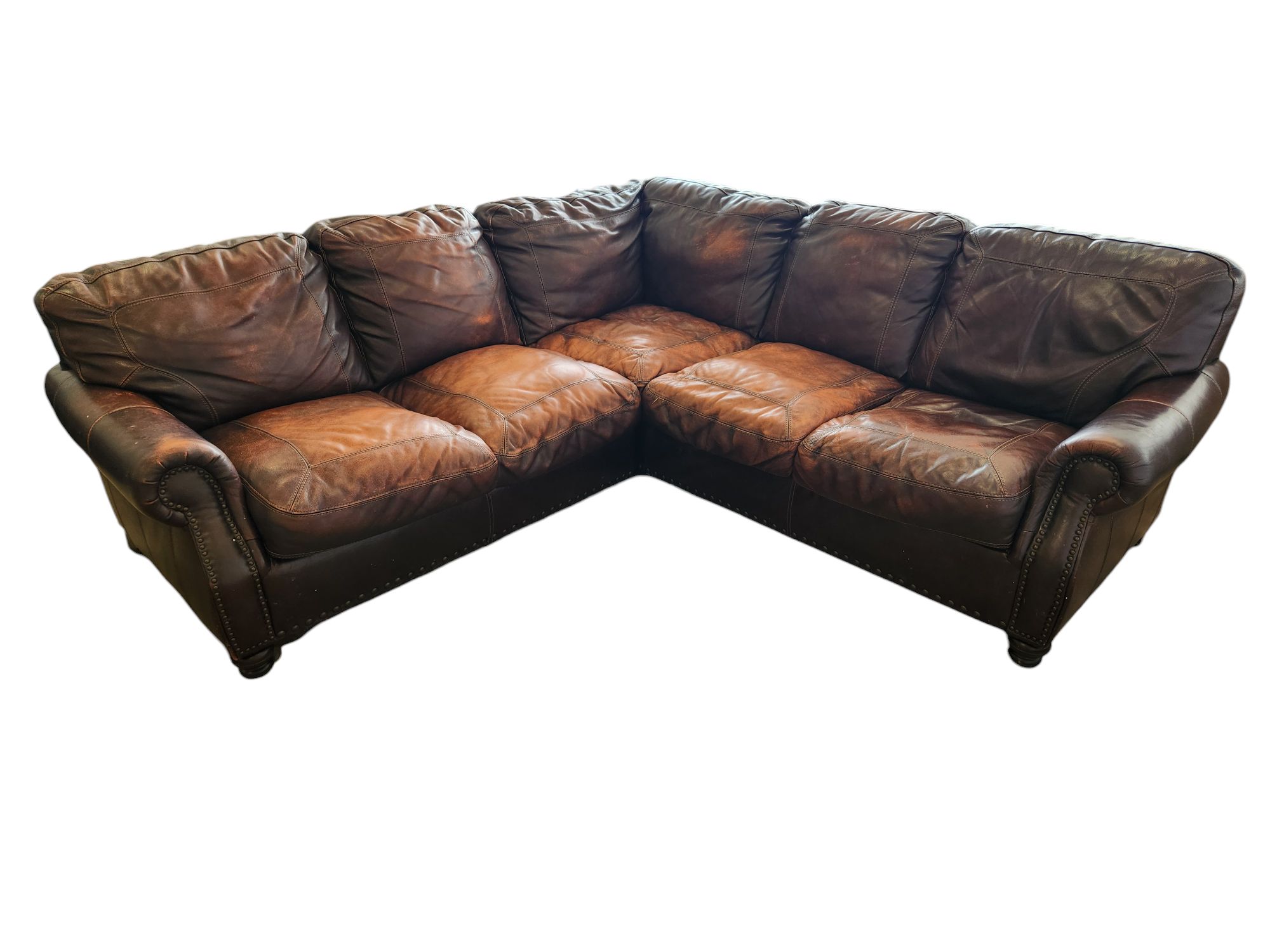Rustic Brown Leather Sectional - Image 5