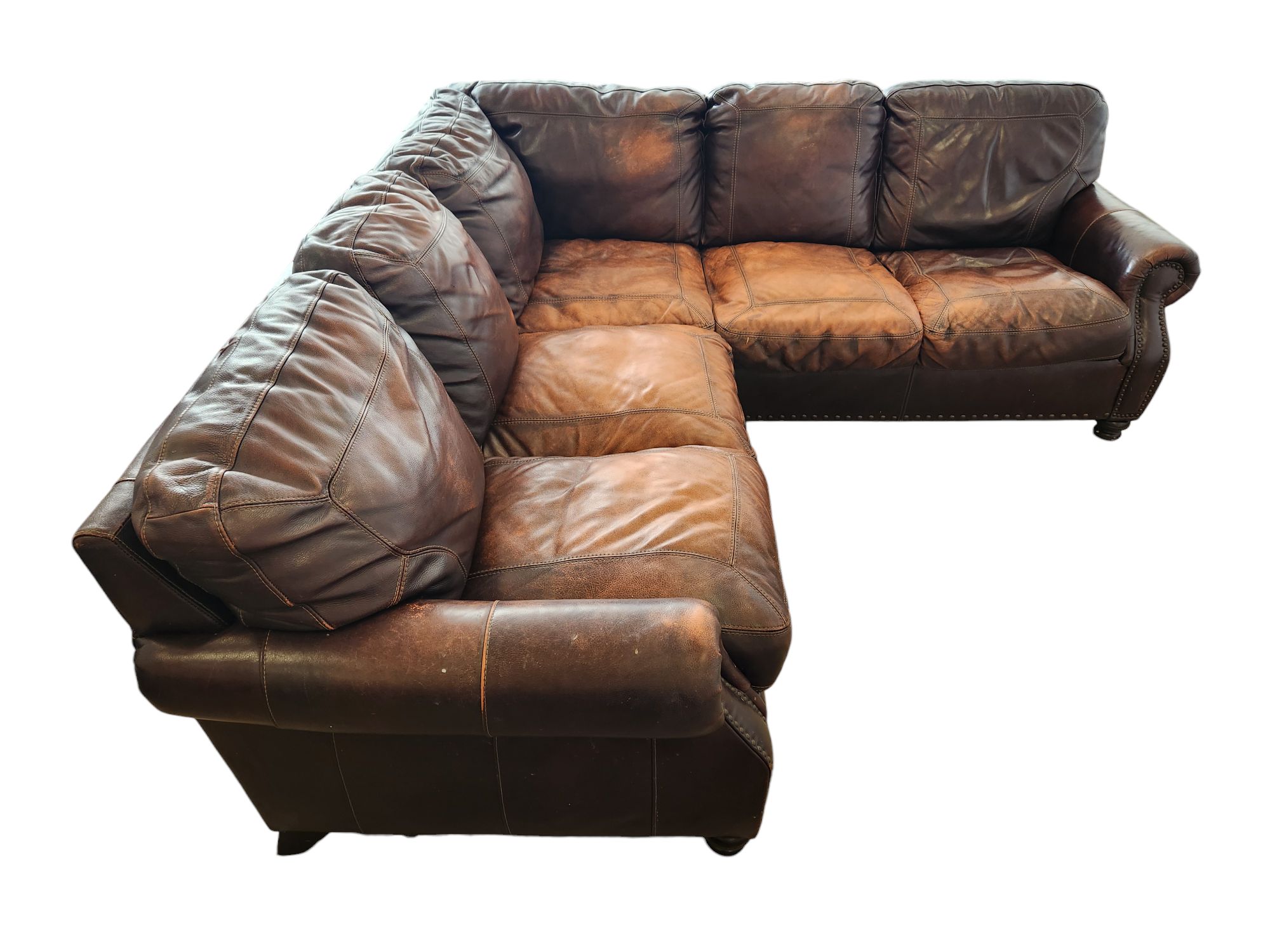 Rustic Brown Leather Sectional - Image 6