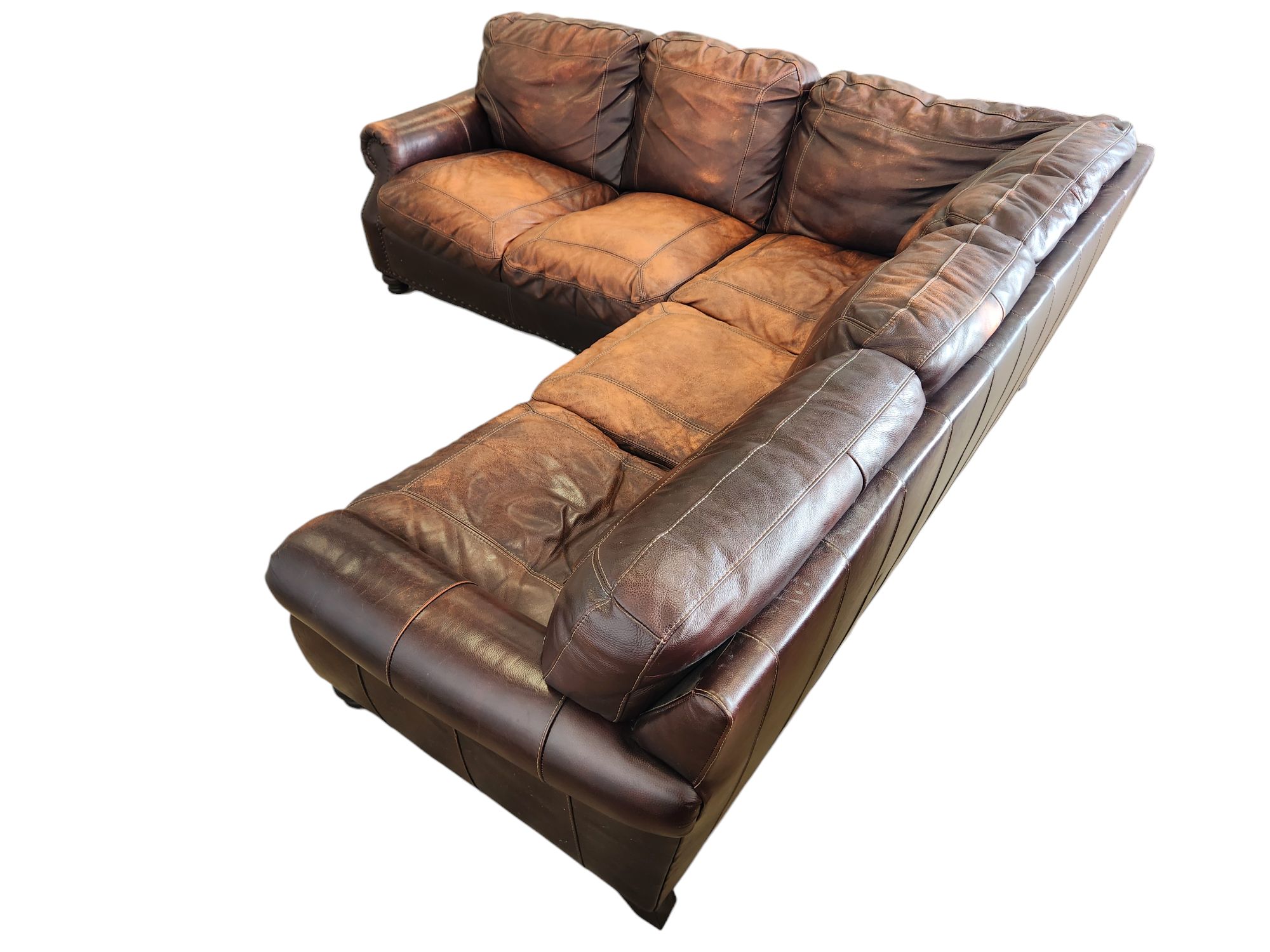 Rustic Brown Leather Sectional - Image 7