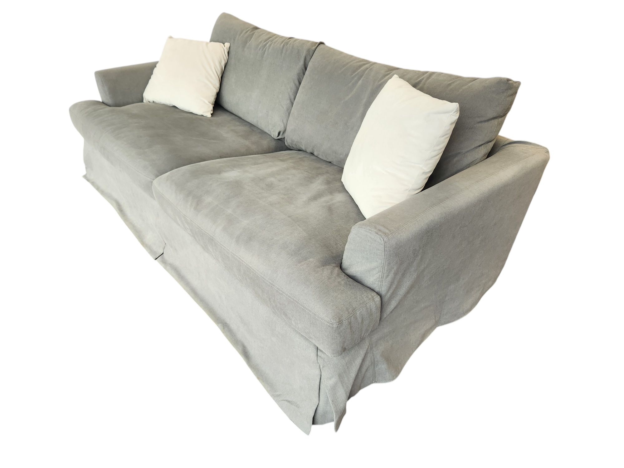 Gray Slip Covered Sofa - Image 4