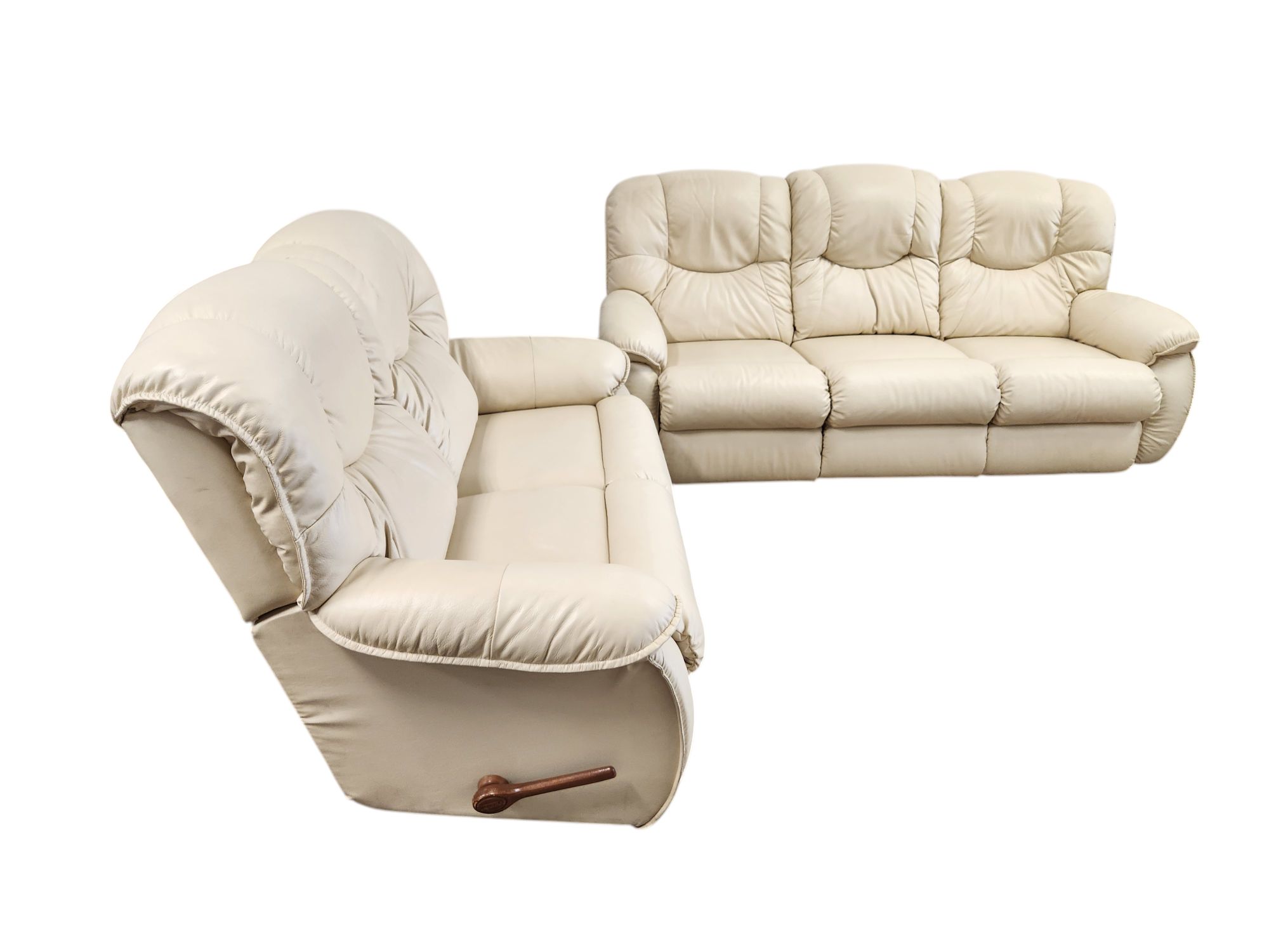 White Leather Recliner Couch & Loveseat - Image 4