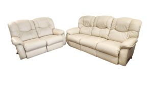 White Leather Recliner Couch & Loveseat