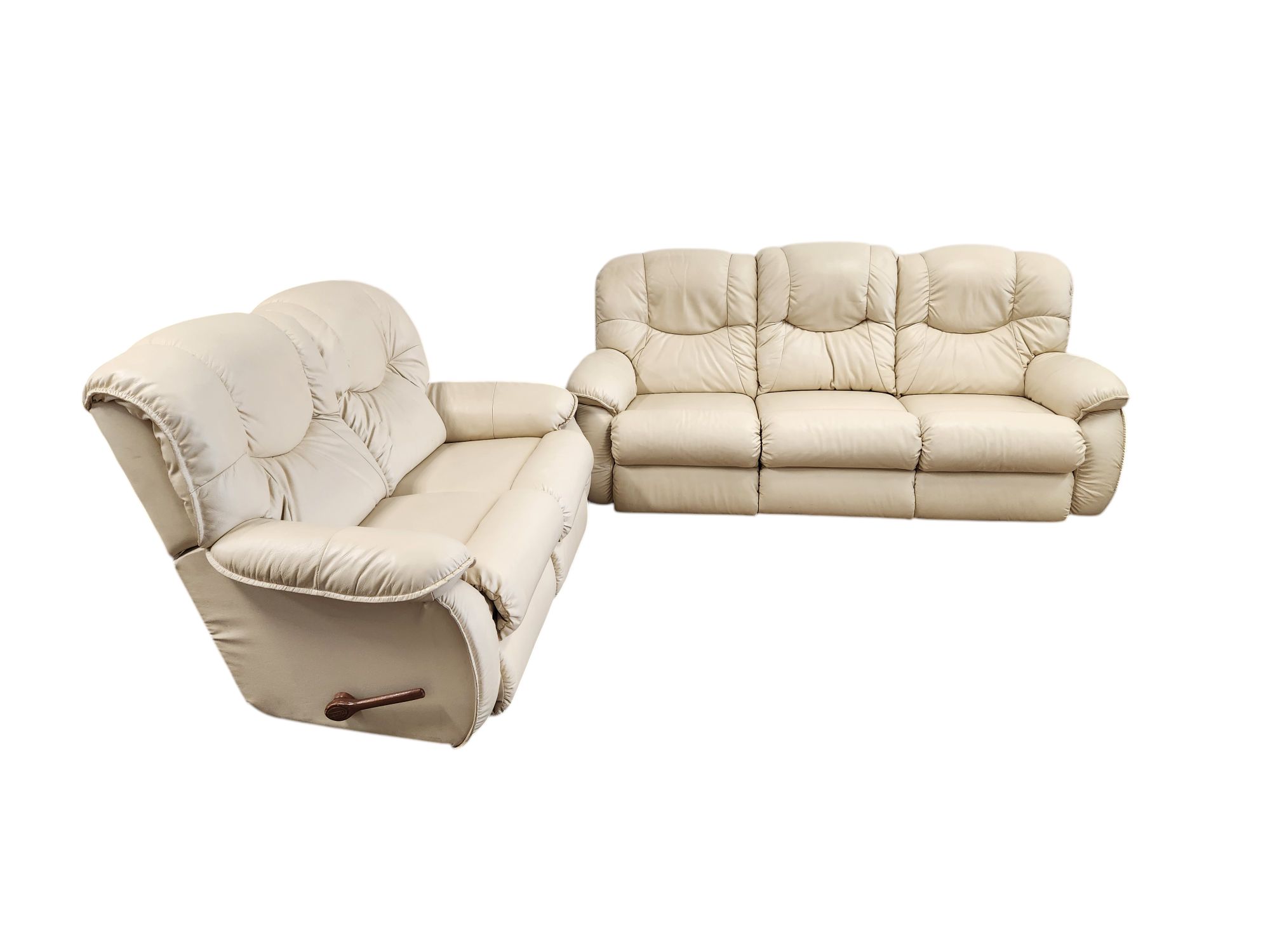 White Leather Recliner Couch & Loveseat - Image 3
