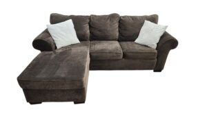 Brown Reversible Chaise Couch with Ottoman