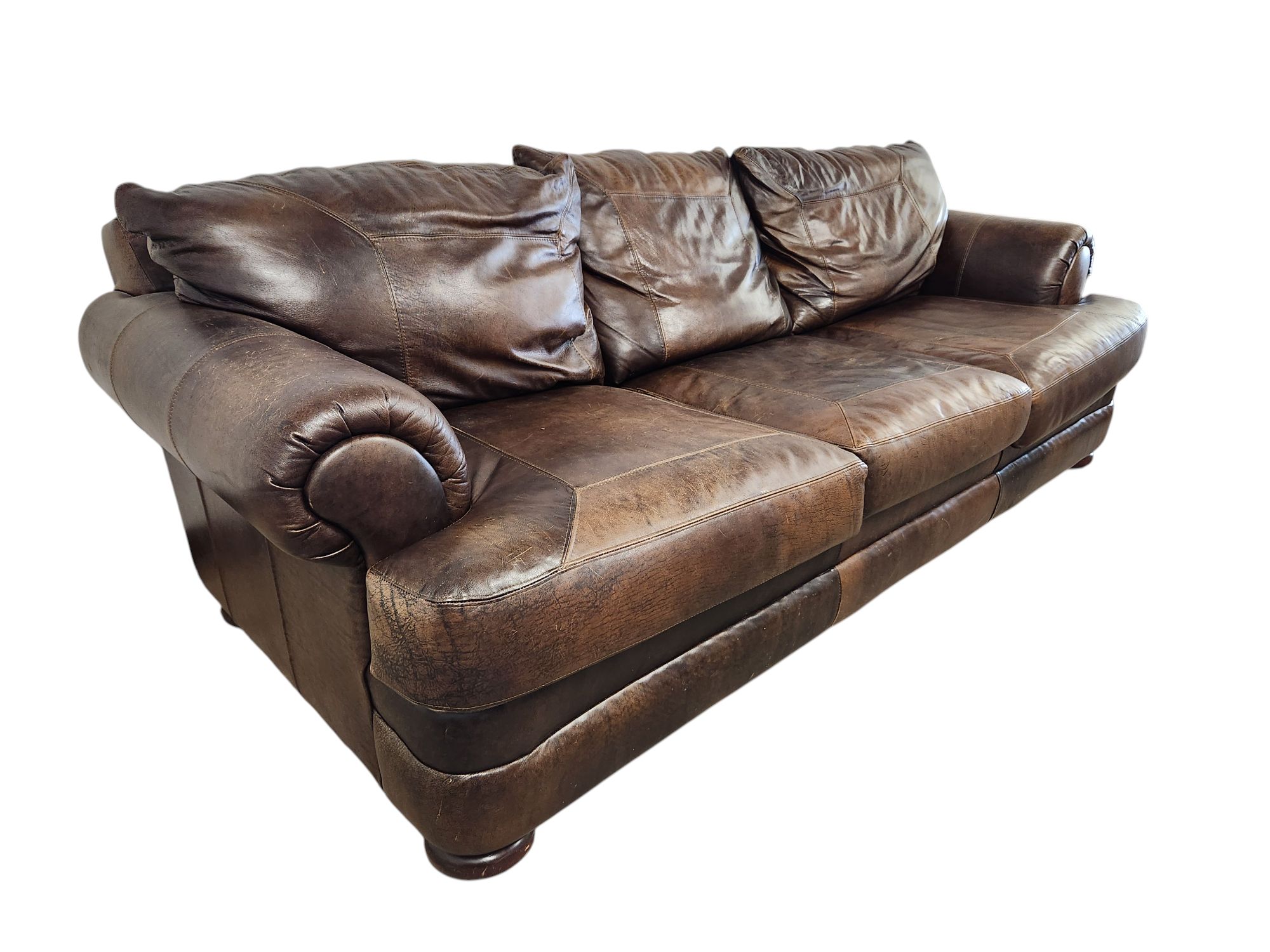 Brown Genuine Leather Couch - Image 3